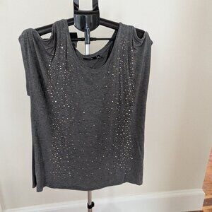 Apt. 9 Women's Cold Shoulder Sleeve Top Blouse Gray Size XL